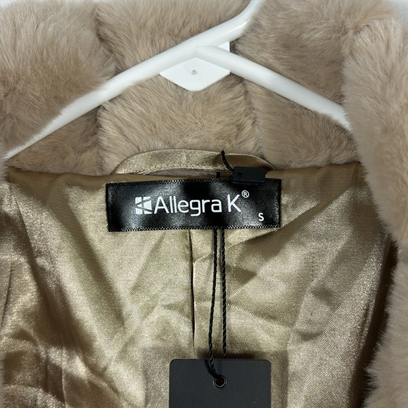 Allegra K Faux Fur Fluffy Coat Collar Warm Winter Outwear Cropped Jacket - Picture 6 of 9